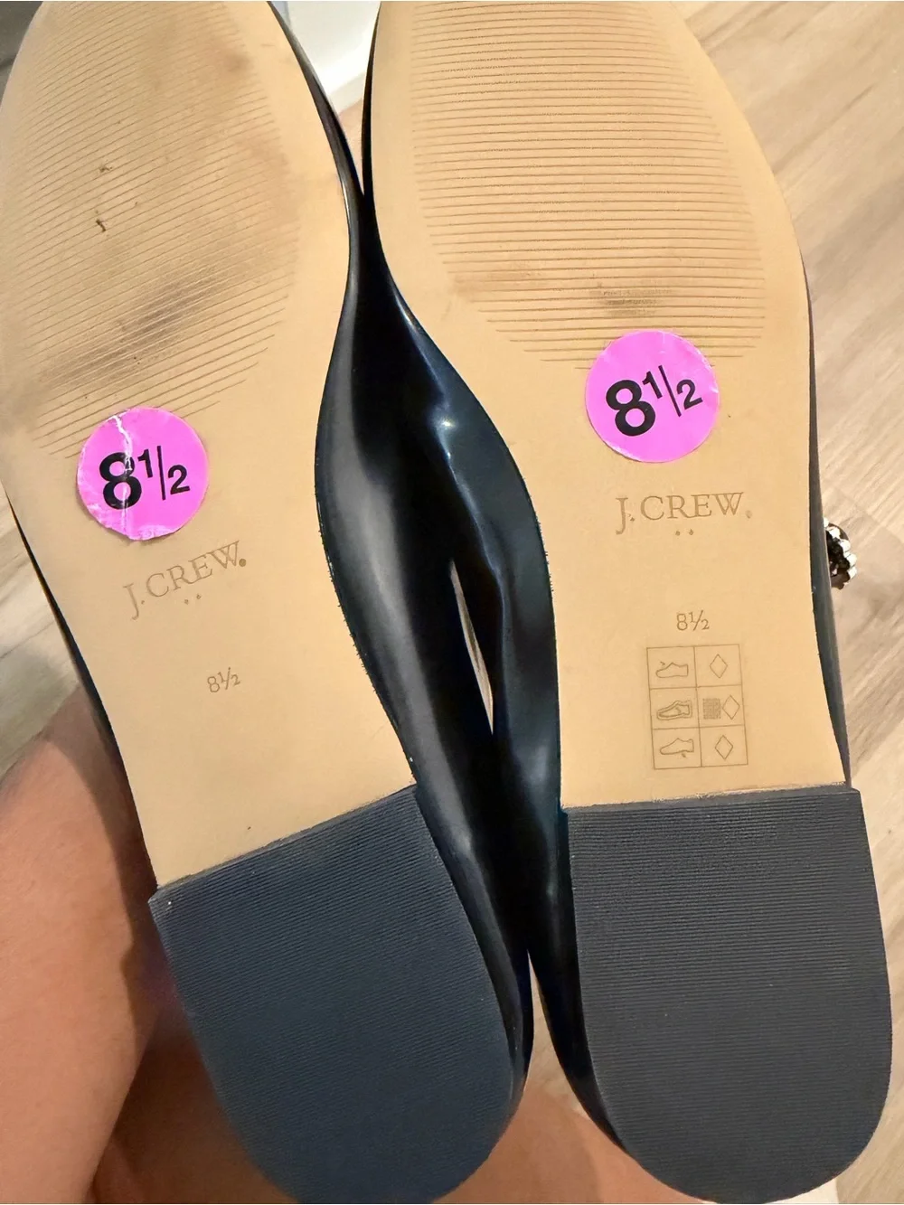 J.Crew Factory Pearl Buckle Mary Jane Flats – Black | NWOB |